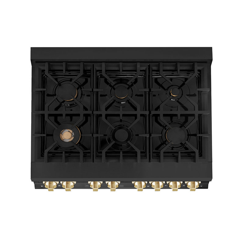 ZLINE Autograph 36" Legacy Dual Fuel Range, Gold Black Stainless Steel