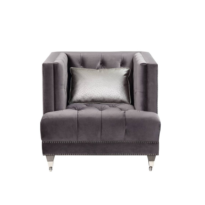 Chaise moderne en velours avec coussin Hegio