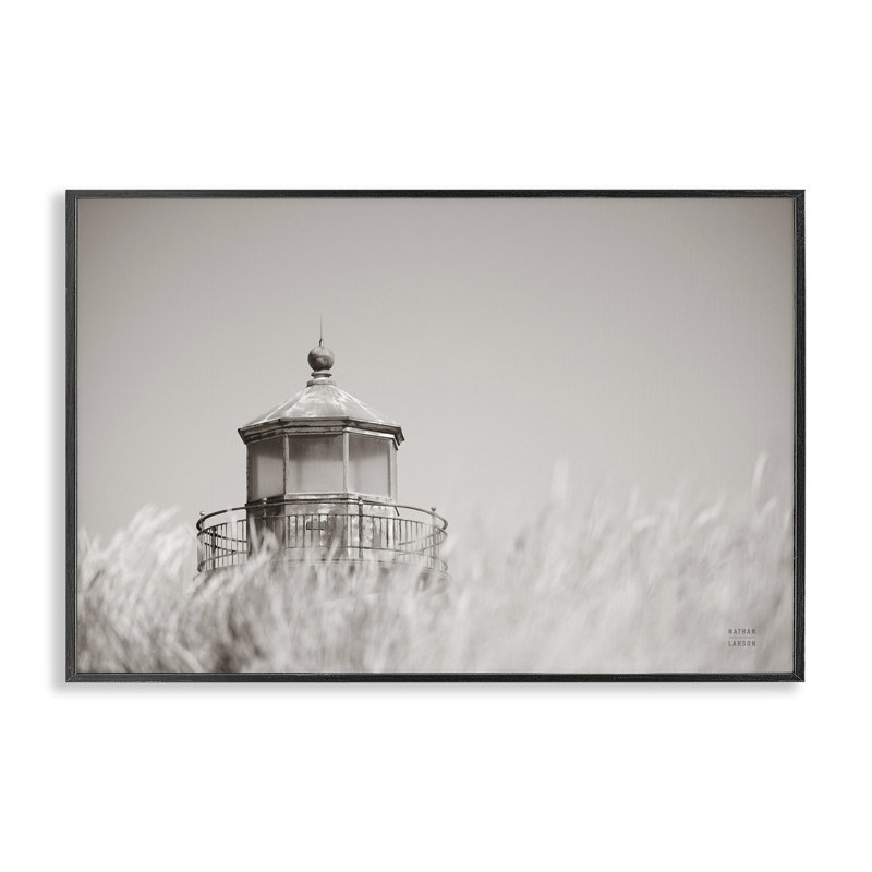 «Swaying Reeds & Lighthouse», estampe numérique par Nathan Larson, H 12 po x l 18 po, Giclée encadrée noir minuit