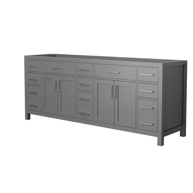 Base de meuble-lavabo double autoportante de 83 po Beckett, Gris foncé / nickel brossé