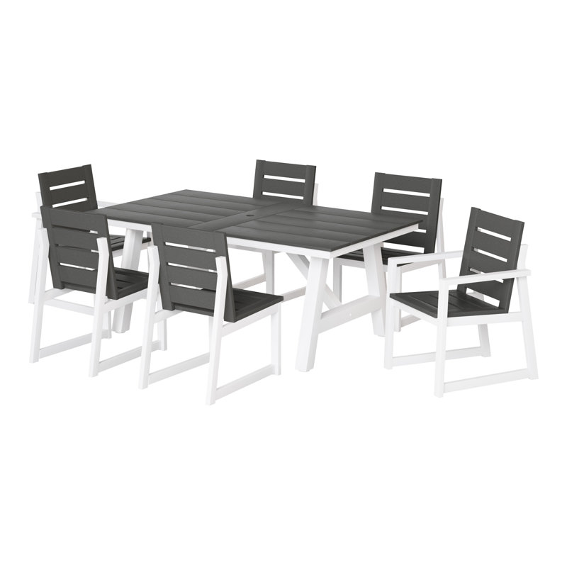 Ensemble repas d'extérieur 7 pièces 7 pièces, Gris