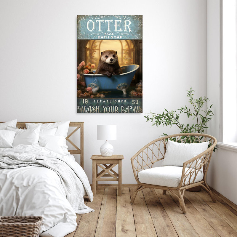 «Kilynn Otter Bath Soap On Canvas», impression, H 14 po x l 11 po x P 1,25 po