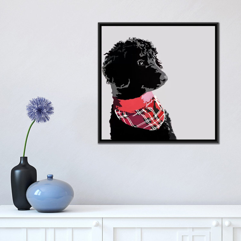 « standard black caniche ii » par julie ahmad, impression sur toile tendue, H 18 po x l 18 po x P 1,5 po, Pas de tapis