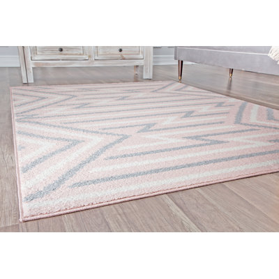 Miko Contemporary Strawberry Milk Area Rug