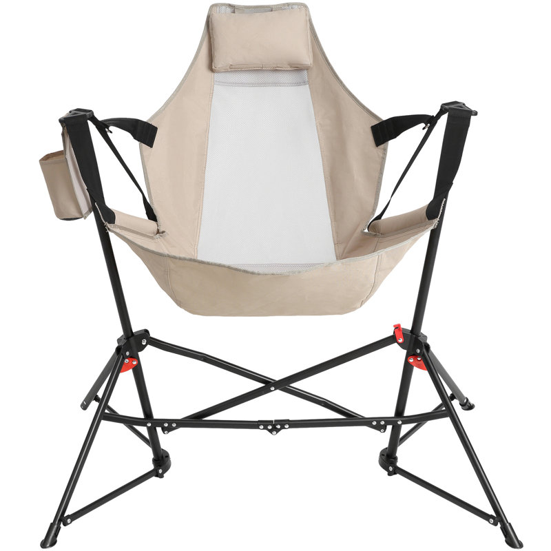 Chaise de camping pliante portative avec construction - kaki pliable et porte-gobelet, confortable pour les voyages en plein air