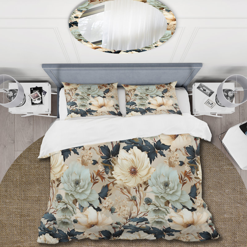 Ensemble de housse de couette Autumn Boho Chic Poppy Blooms - Floral, Housse de couette pour très grand lit et 2 très