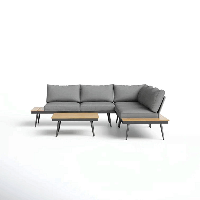 Ensemble de canapé de patio 4 pièces avec table basse et pieds en métal