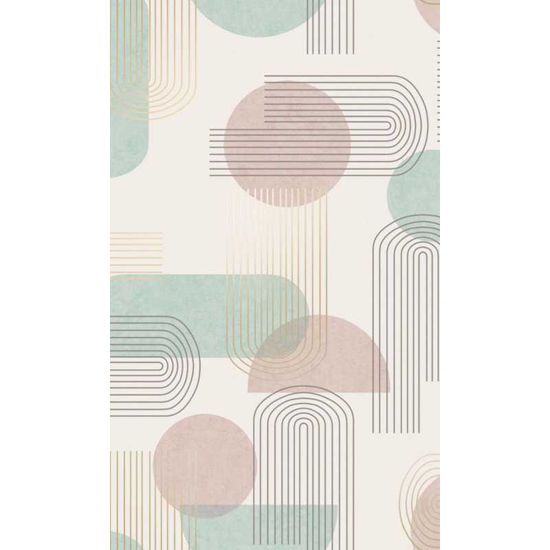 Rouleau de papier peint L 33 pi x l 20,8 po Darshini, Bleu / Rose / Mauve