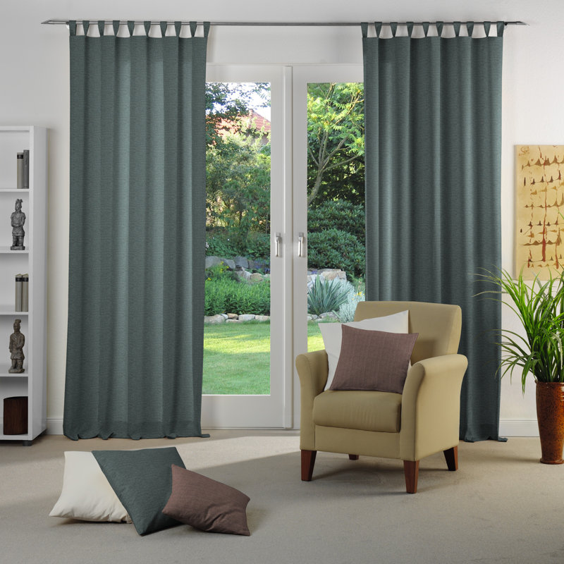 Branton Tab Top Curtain Single Panel, opaque, 132cm Width x 225cm Drop, Dark blue