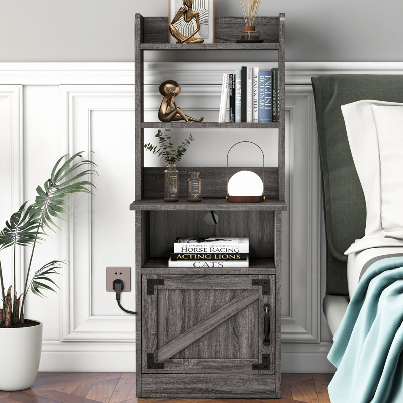 Table de chevet avec tablettes H 47,2 po x l 17,7 po Kunkle, Noir gris