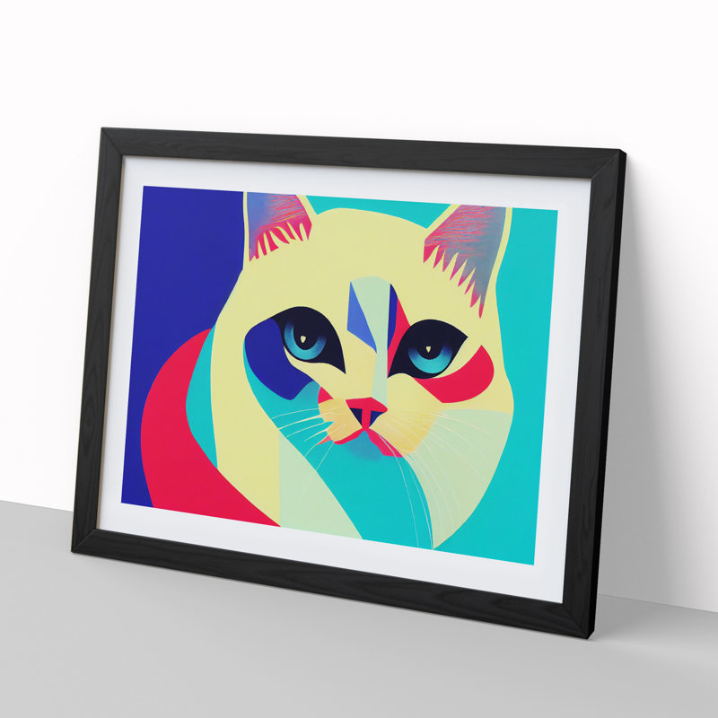 Abstract Cat Vol.3 - Single Picture Frame Print, Black, 34cm H x 46cm W x 2cm D