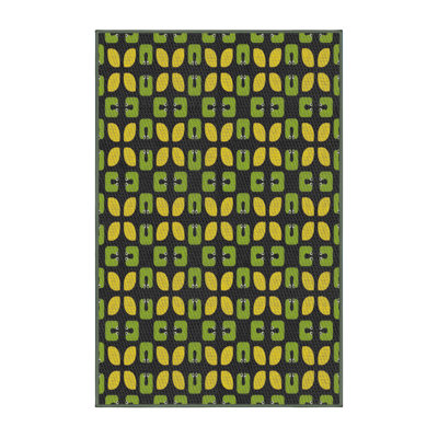 Tapis vert/jaune à motifs Lamphear