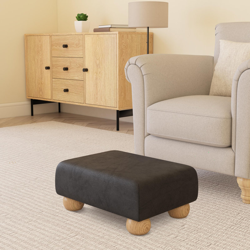 Collado Wood Bun Feet, Natural, Style Leather, Black