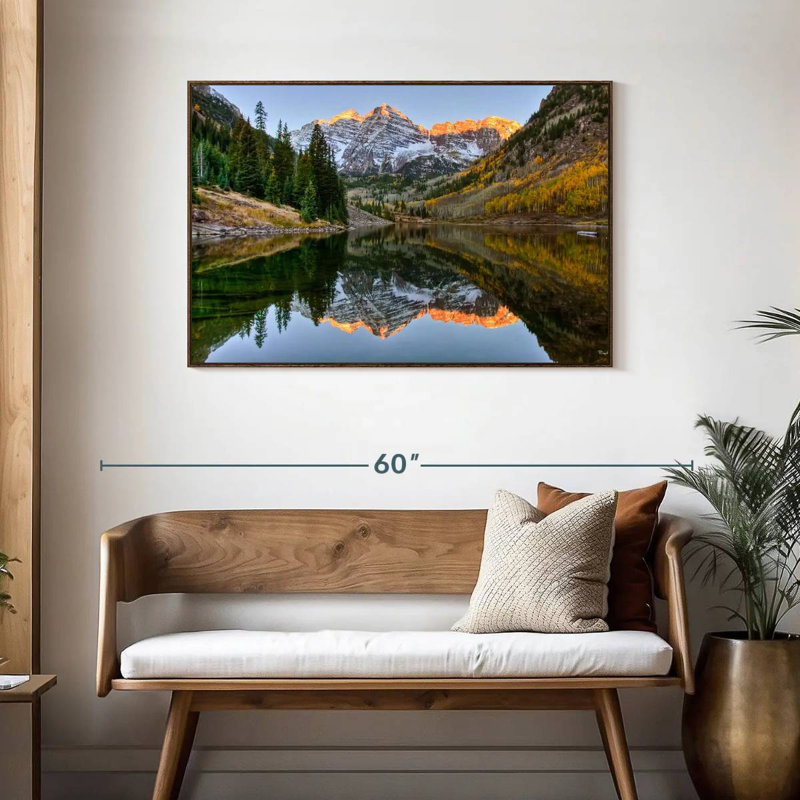 Maroon Bells Autumn Glow, Cadre flottant en noyer, 43 po x 29 po
