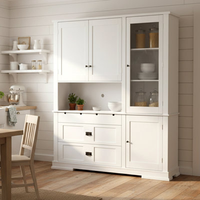 63.3" Extra-Large Freestanding Pantry Cabinet with Hutch, Drawers, Door Shelf & Adjustable Shelves by Latitude Run