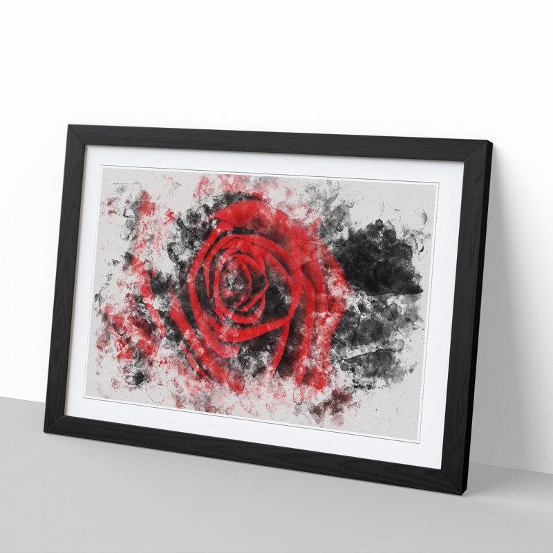 Red Rose Flower Vol.6 - Picture Frame Painting, 36cm H x 48cm W x 2cm D, Black Framed