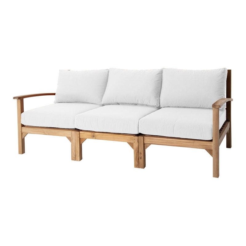Huntington Teak Outdoor Sofa with Sunbrella Cushions, White Sunbrella®