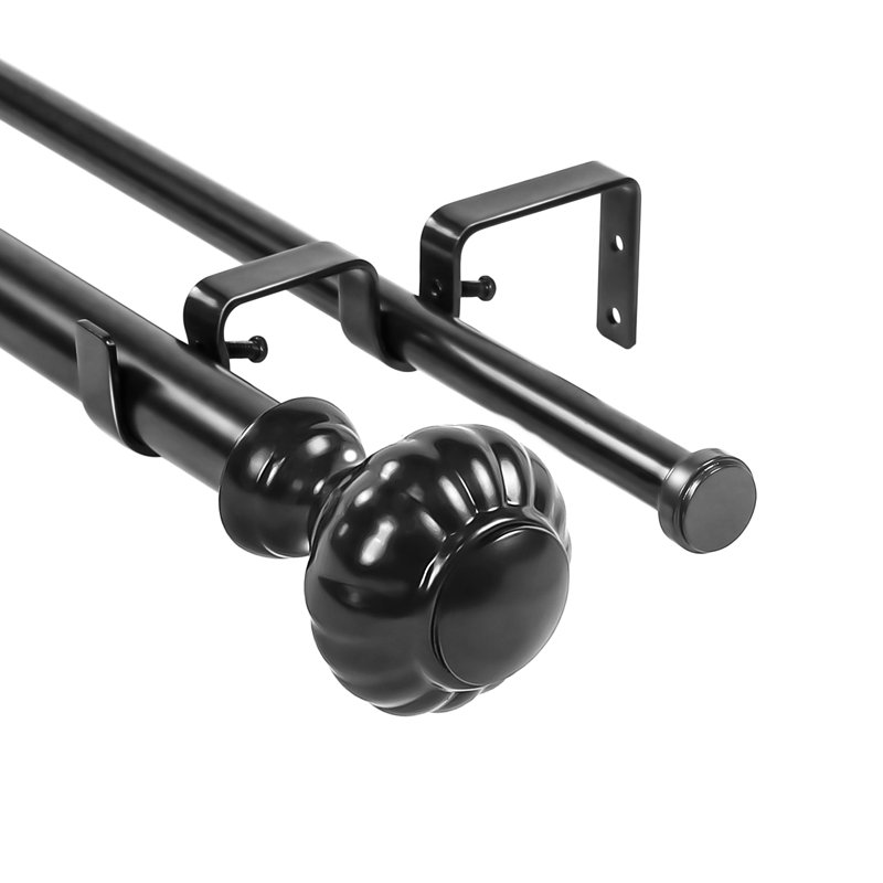Braddy Double Curtain Rod, 1" H x 84" W x 1" D, Black