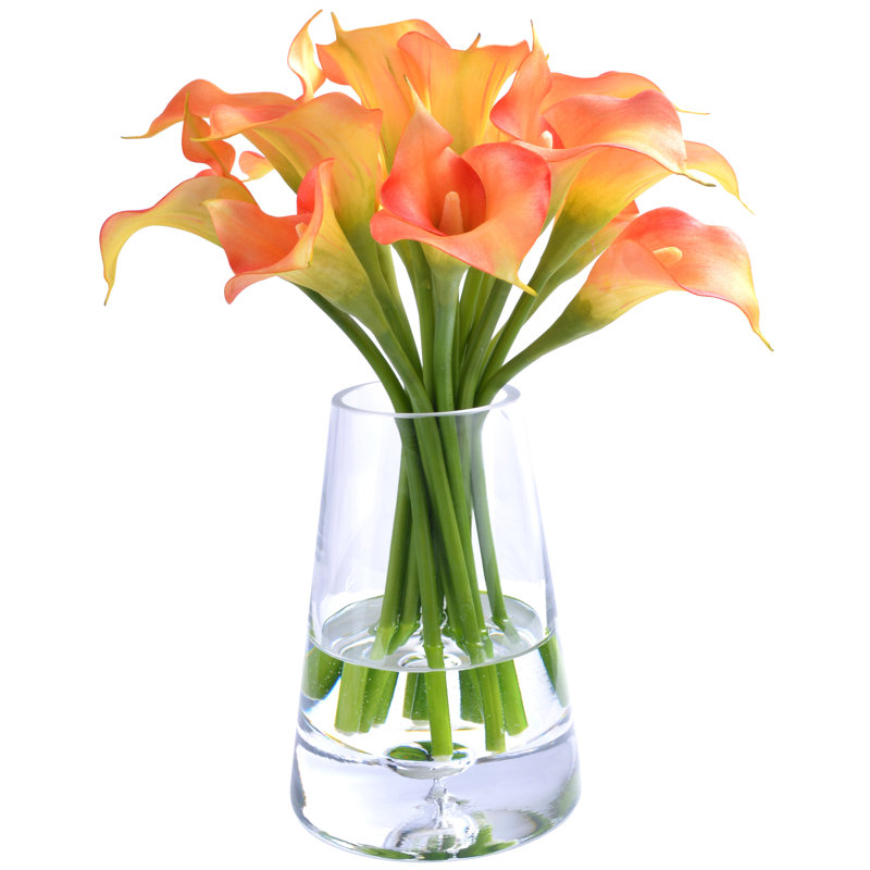 Calla Lily In Glass, Orange