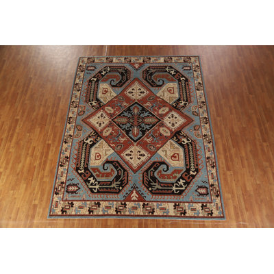 Tapis oriental en laine médaillon Kazak 8 x 11