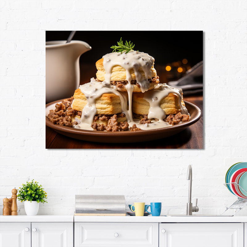 White Gourmet Gravy Desserts III - Desserts, art mural, Toile tendue, H 24 po x l 32 po x P 1 po