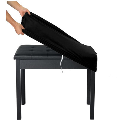 Evgeneia Soft Velvet Piano Bench Cover (20- 26.5) L X (11.8- 15.7) W Rectangle Stretch Washable Stool Upholstered Protector Slipcover (S Black)