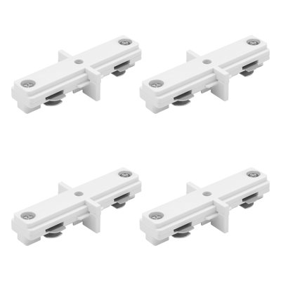 Mini connecteur droit Luxrit H Rail Lighting, un circuit simple 120V, composant de distribution d'alimentation sans culot pour rail d'éclairage de type H, blanc, paquet de 4
