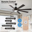 Ventilateur de plafond à DEL 72 po en noyer avec 8 pales en bois, télécommande, température de couleur réglable pour le salon, la chambre à coucher ou la salle à manger (silencieux / 6 vitesses / réversible / moteur à courant continu)