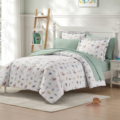 Dream Factory Dino Buddies Full Bed in a Bag Set, Green