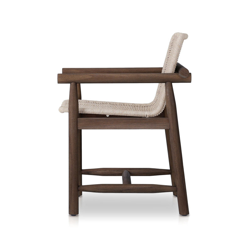 Dume Outdoor Dining Armchair, White/Brown