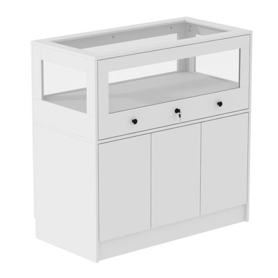 39.4”W Glass Top Kitchen Island
