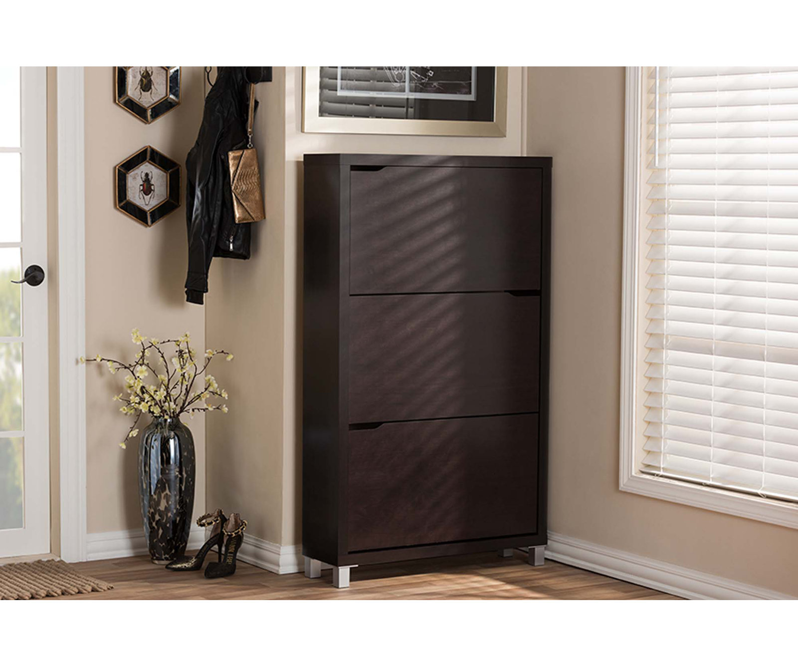 Simms Shoe Storage Cabinet, Dark Brown