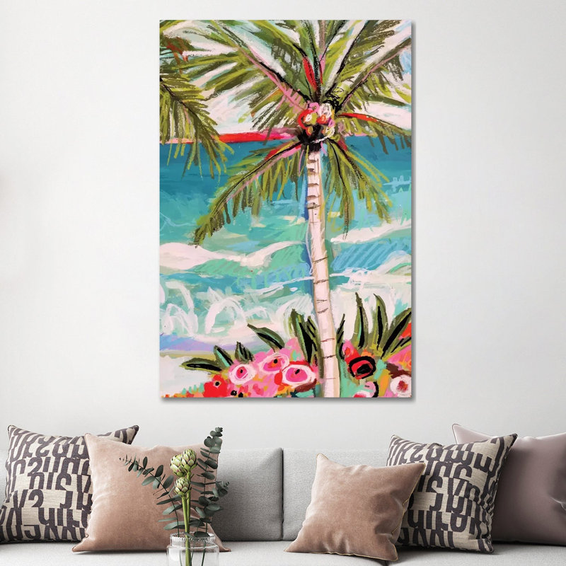 Palm Tree Whimsy II by Karen Fields - Wrapped Canvas Print, 152.5 cm H x 101.5 cm W