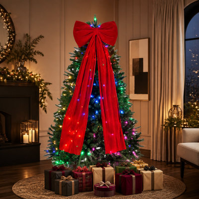 6FT Prelit Aspen Artificial Christmas Tree 300 Multi Color RGBW LED Lights 1274 Tips App Control Large Bow