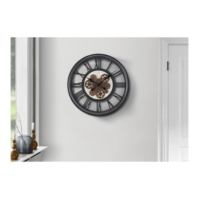 20-Inch Vintage-Inspired Gear Movement Wall Clock