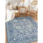Tapis bleu en laine et en soie noué à la main Dabir