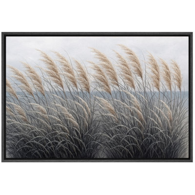 Soft Coastal Grass Artwork, Calm Ocean Bedroom Pictures, Framed Canvas Giclee Print Wall Art