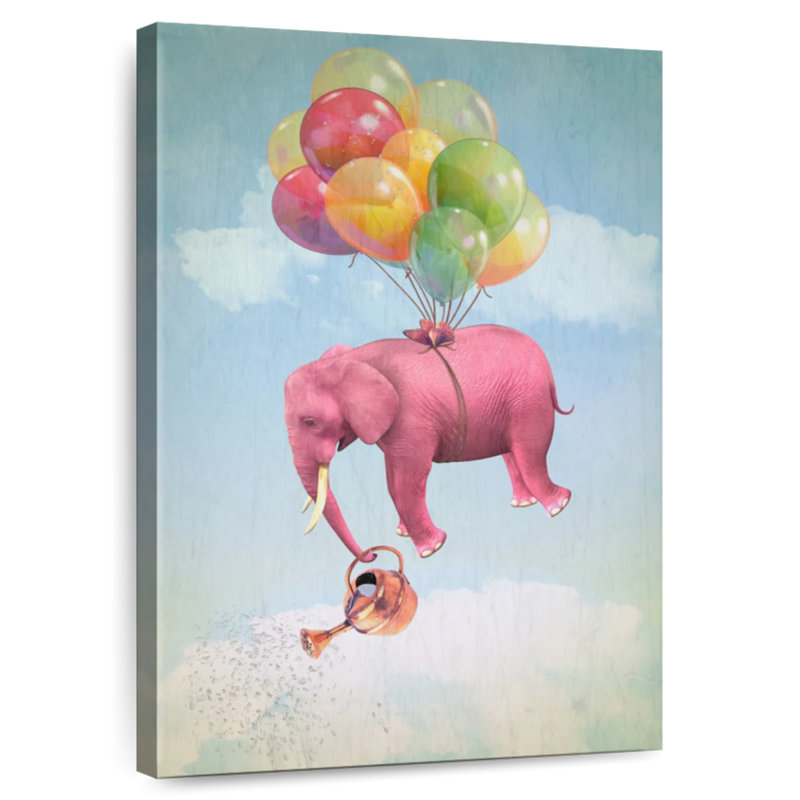 Floating Pink Elephant, 30" H x 20" W