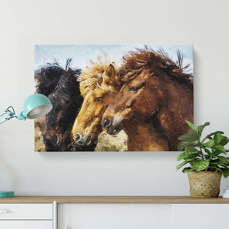 A Trio of Horses - Wrapped Canvas, 35cm H x 50cm W x 3cm D