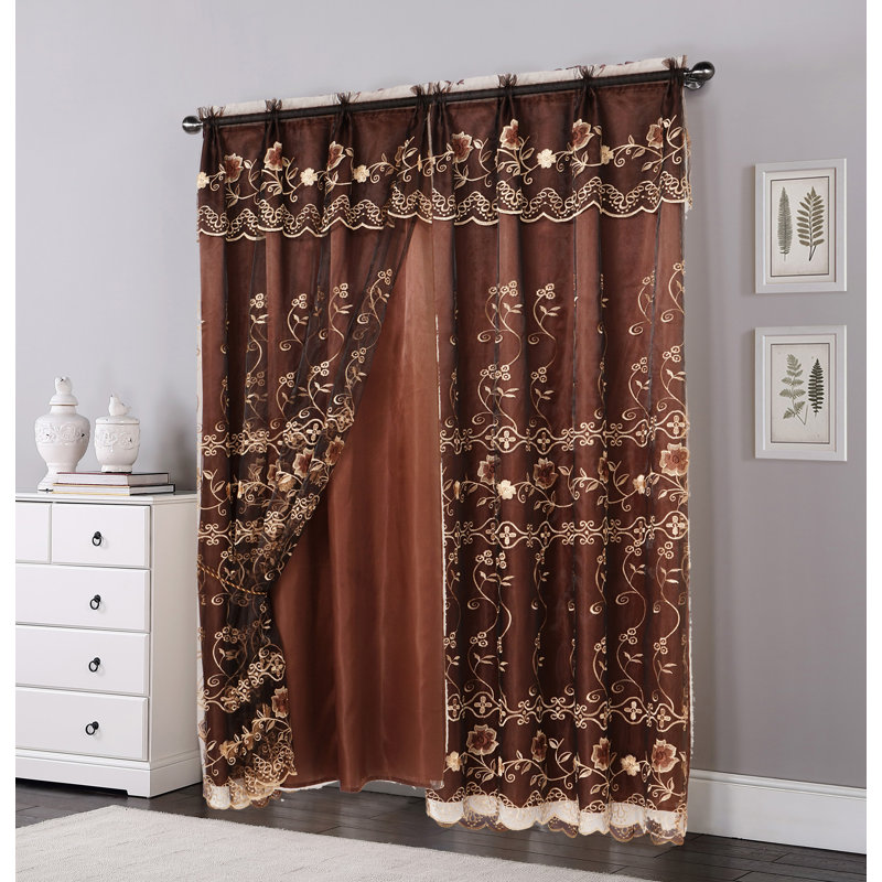 Abram Sheer Curtain Single Panel, Brown