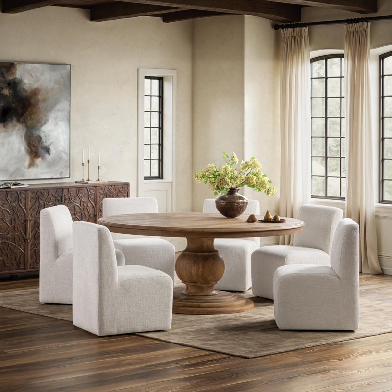Brookside Round Solid Wood Pedestal Dining Table, 30" H x 72" L x 72" D