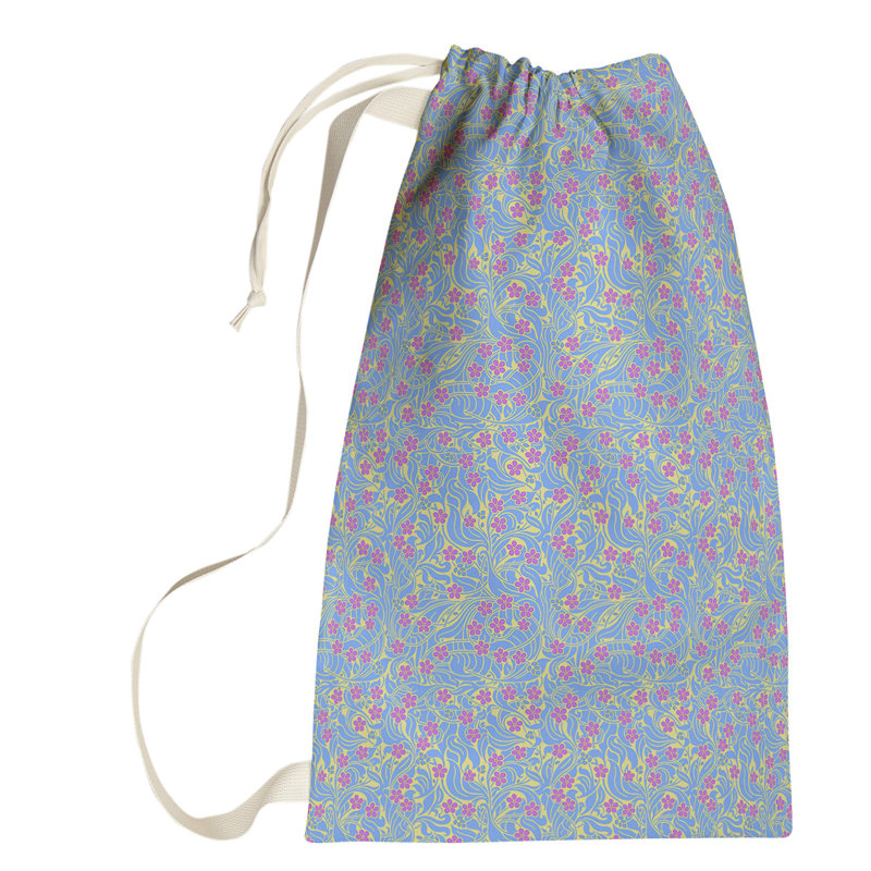 Leffel Fabric Laundry Bag with Handles, Large (76.5" H x 29.5" W x 1.5" D), Yellow/Blue/Purple