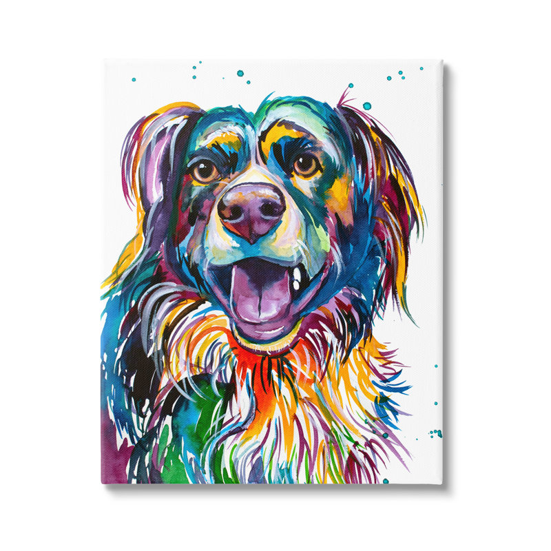 «Happy Dog Bold Rainbow Style» par Jen Seeley, impression sur toile tendue, H 40 po x l 30 po x P 1,5 po