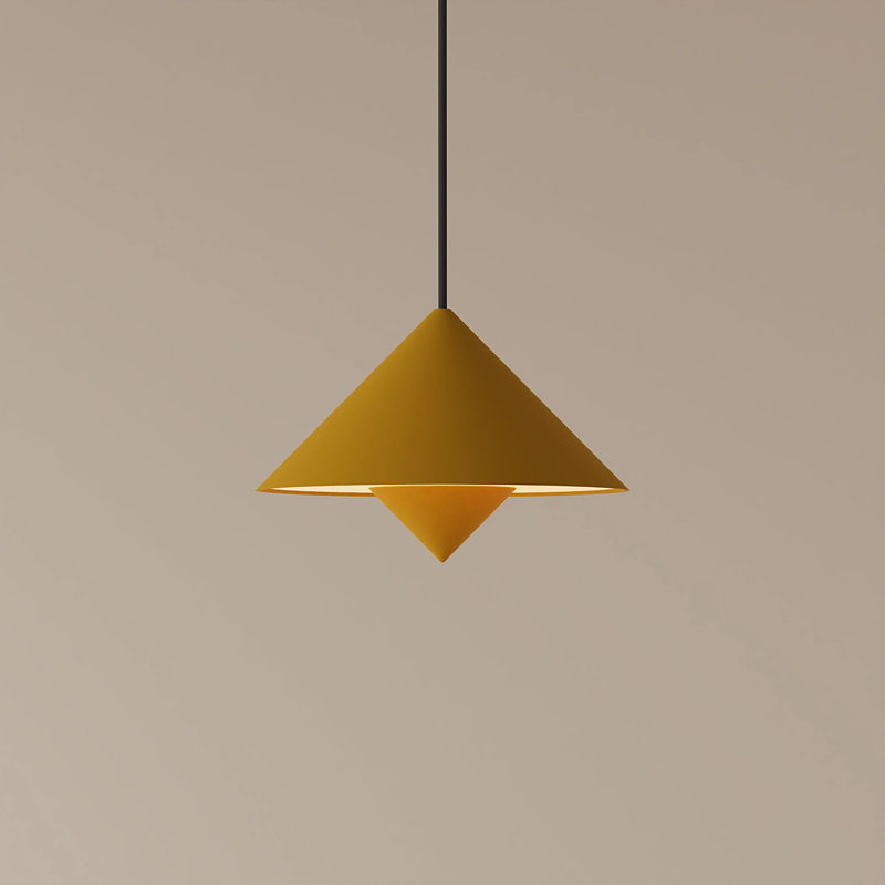 Jai Pendant Light, Black, Mustard, 11'' H x 9.84'' W x 9.84'' D