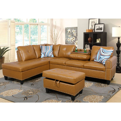 Adebisi Faux Leather L-Shaped Sectional
