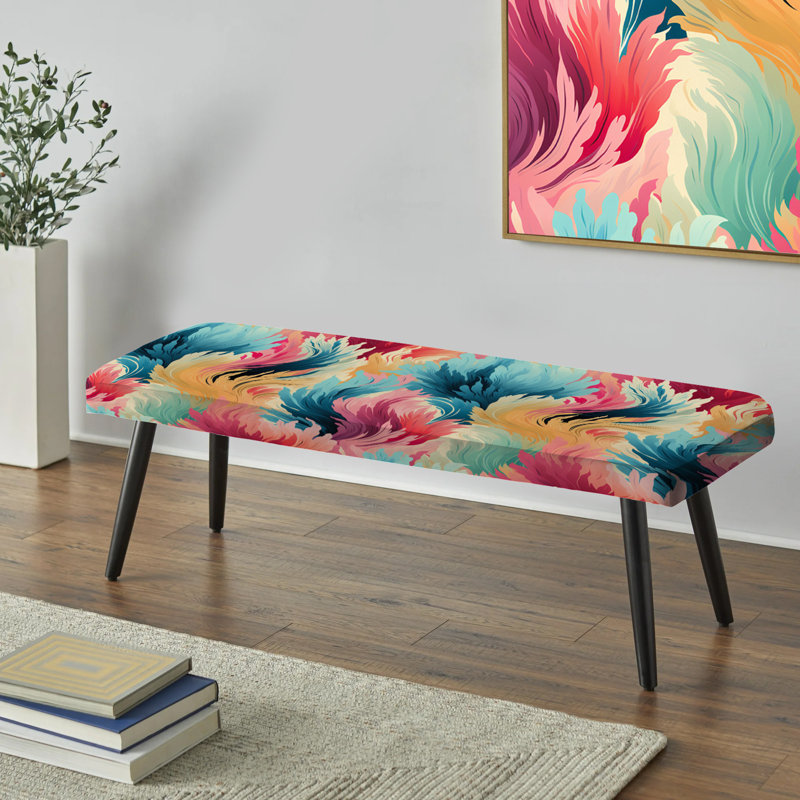 «Colorful Boho Ikat Whirl Spirit» - Banc rembourré abstrait noir