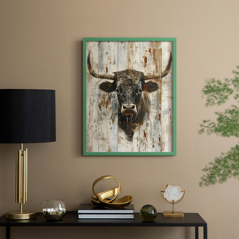 ANIMALS Series DVIII, reproduction encadrée - bois massif, Vert, H 30 po x l 24 po
