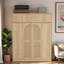 Armoire-penderie à grande capacité avec tringle, tablettes réglables et portes décoratives en rotin-218877690