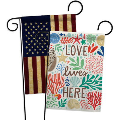 Ensemble de drapeaux de jardin 2 faces h 18,5 po x l 13 po « love lives here »