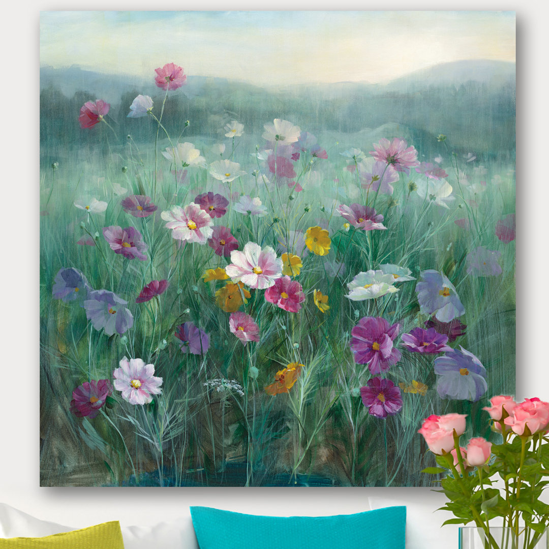 'Flower Field' Painting Print on Canvas East Urban Home 